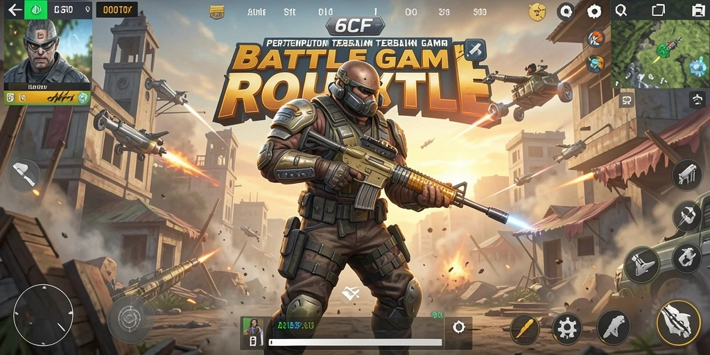 Screenshot gameplay 6CF menampilkan aksi Battle Royale yang mendebarkan.