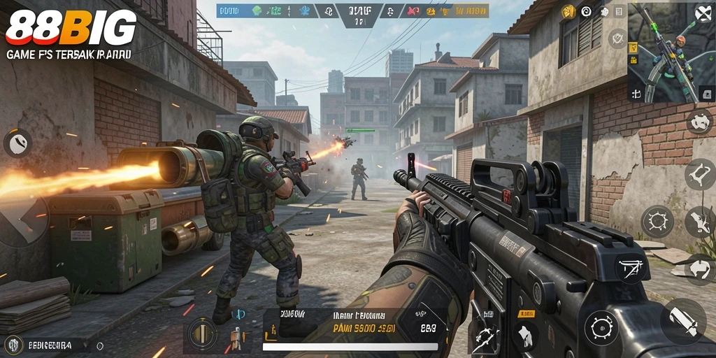 Screenshot menampilkan aksi intens dalam gameplay 88BIG.