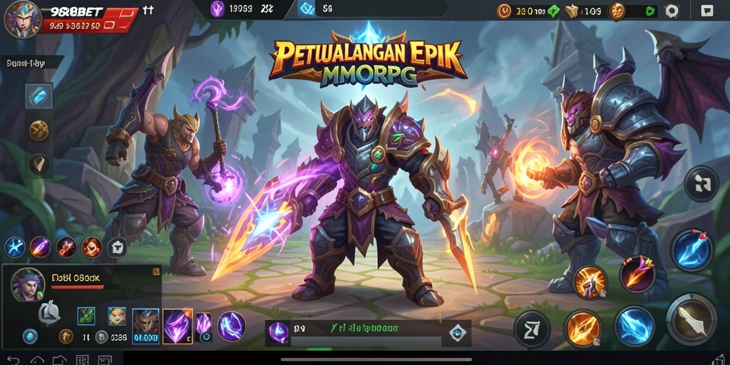 Screenshot permainan 988BET yang menampilkan aksi pertarungan MMORPG yang mendebarkan.