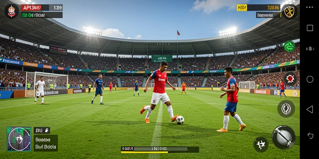 Screenshot API36 menampilkan aksi permainan sepak bola yang seru.