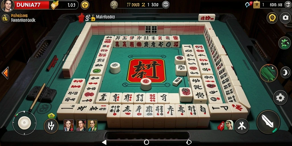 Tampilan menarik dari gameplay Mahjong dalam DUNIA77