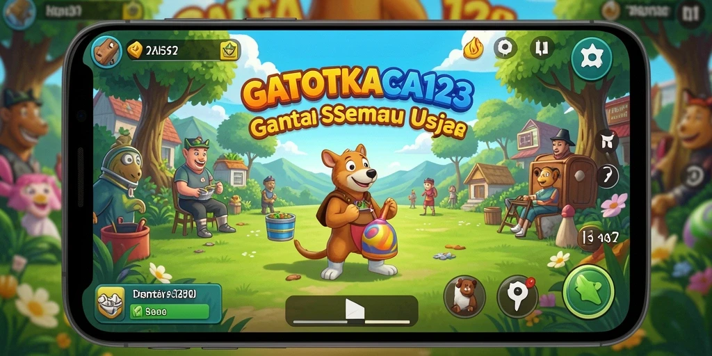 Screenshot GATOTKACA123 menampilkan gameplay seru dan karakter lucu.