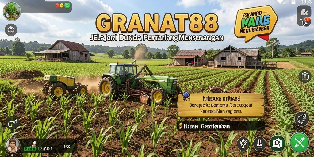 Tampilan gameplay seru dalam GRANAT88 saat mengelola lahan pertanian.