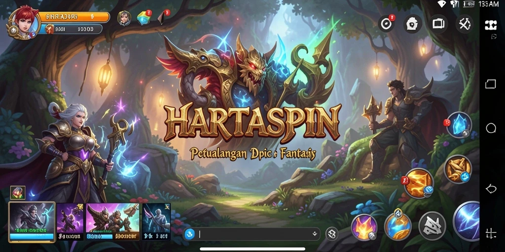 Tampilan gameplay HARTASPIN dengan grafis memukau dan aksi seru.