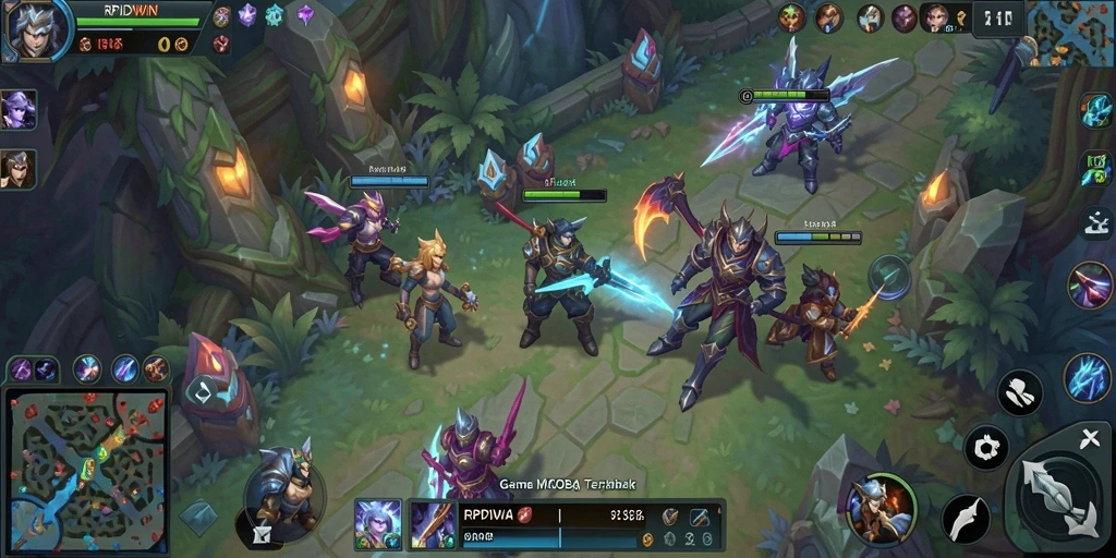 Screenshot RPIDWIN menampilkan aksi intens dalam gameplay MOBA.