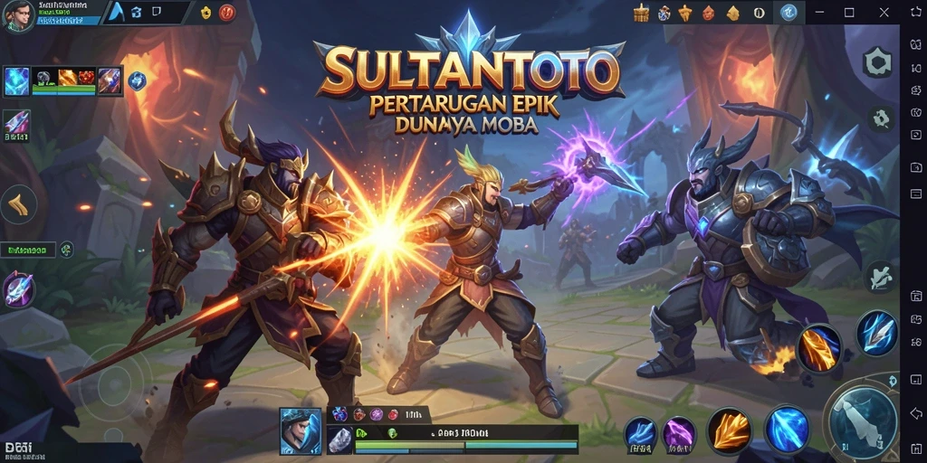 Screenshot gameplay SULTANTOTO menampilkan pertarungan seru di arena MOBA.