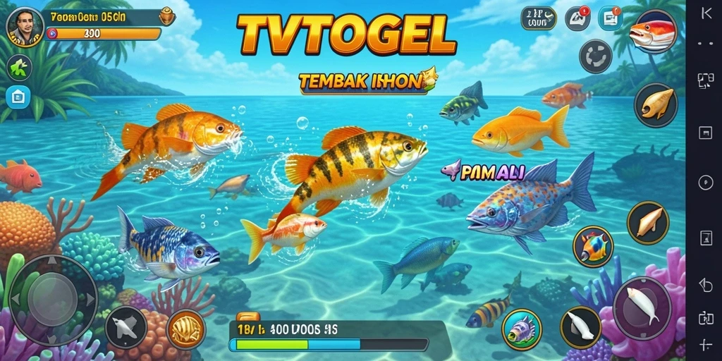 Screenshot utama menampilkan aksi seru dalam game Tembak Ikan.