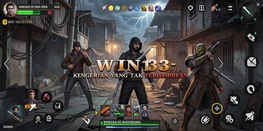 Screenshot gameplay yang menegangkan dari WIN33 dengan nuansa horror.