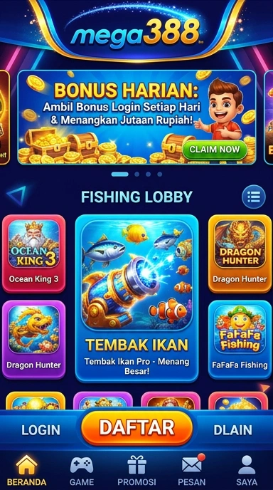 Tampilan antarmuka aplikasi mega388 yang ramah pengguna.